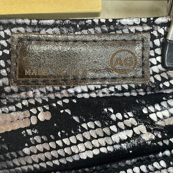 Adriano Goldschmied The Legging Super Skinny Black Silver Painted Pants Size 25R - Picture 4 of 9